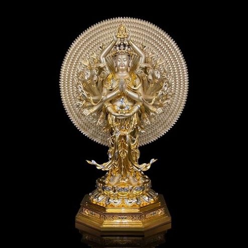 Tượng Thiên Thủ Thiên Nhãn Bằng Đồng Dát Vàng Cao Cấp Nhập Khẩu T2670