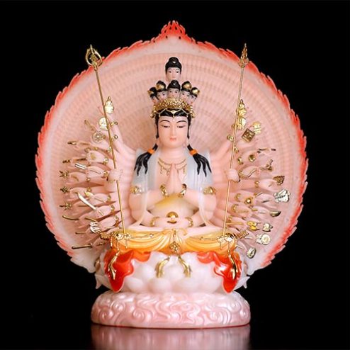 Tượng Thiên Thủ Thiên Nhãn Bột Đá Sơn Phú Quý Cao Cấp Dáng Ngồi Đế Mây T2671