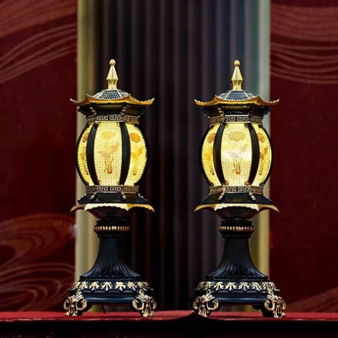 Đèn thờ Liên hoa cổ tự bằng đồng DTD1509