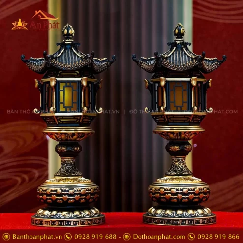 Đèn thờ Lục giác Mái chùa đồng điện DTD1510