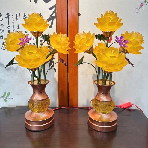 Đèn thờ bằng điện hoa sen 5 bông DT1518