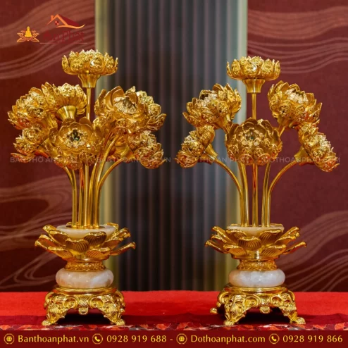 Đèn thờ điện đồng ngọc thạch DTD1515