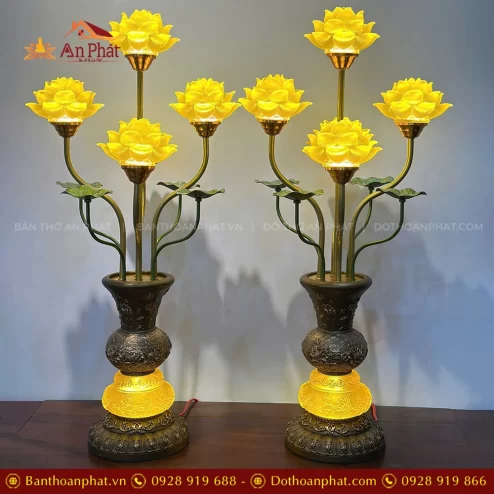 Đèn thờ điện hoa sen lưu ly DT1517