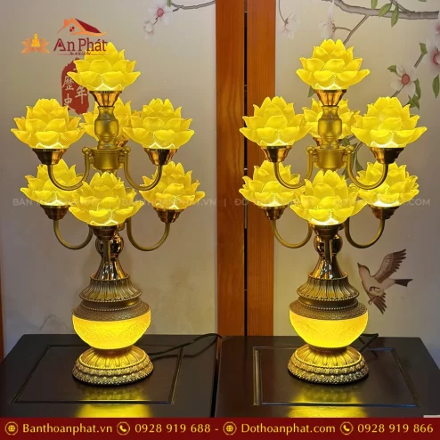 Đèn thờ hoa sen lưu ly đẹp
