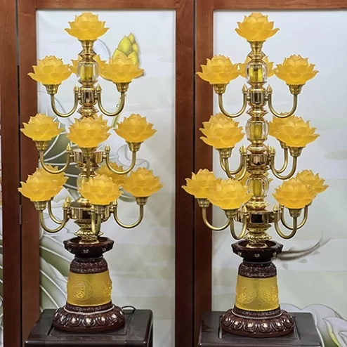 Đèn thờ hoa sen lưu ly cao cấp DTD1520