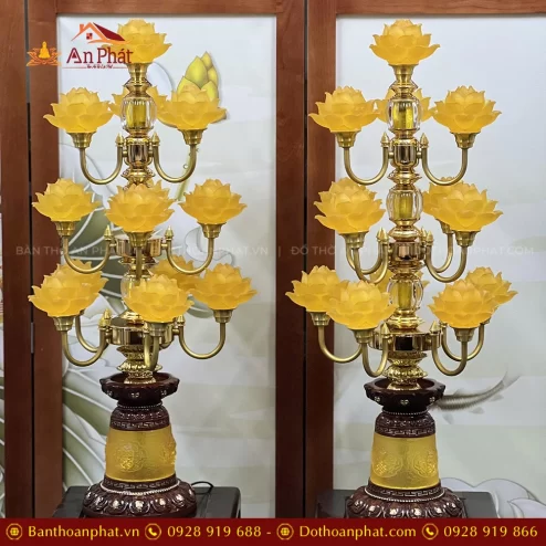 Đèn thờ hoa sen lưu ly cao cấp DTD1520